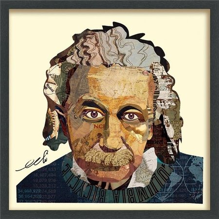 EMPIRE ART DIRECT Empire Art Direct DAC-213-2525B Einstein - Dimensional Art Collage Hand Signed by Alex Zeng Framed Graphic Wall Art DAC-213-2525B